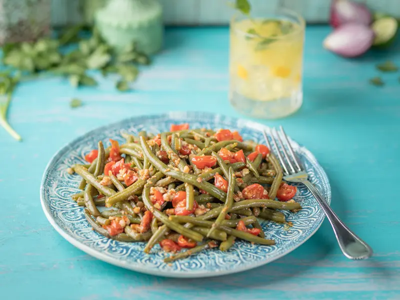 Ejotes con Pesto de Tomate Cherry