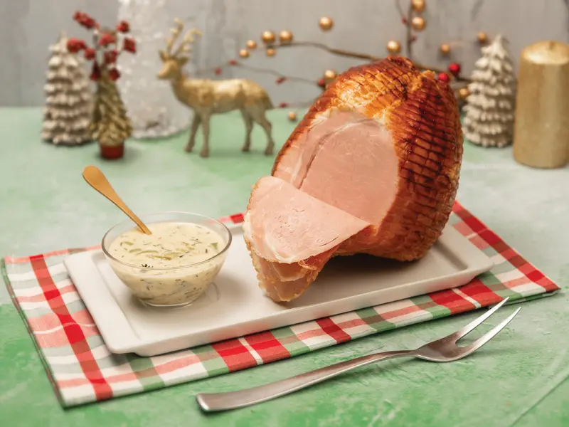 Jamón Virginia Horneado con Salsa de Puerro