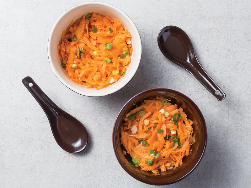 Zanahoria Salteada con Jengibre y Jugo de Naranja
